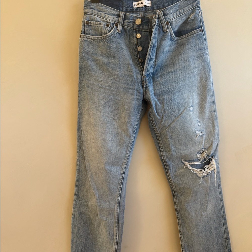 Re/Done Blue High Rise Jeans Distressed Vintage Style